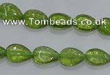 COQ40 15.5 inches 8*12mm flat teardrop dyed olive quartz beads