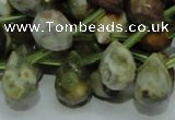 COS03 15.5 inches 10*14mm faceted teardrop ocean stone beads wholesale