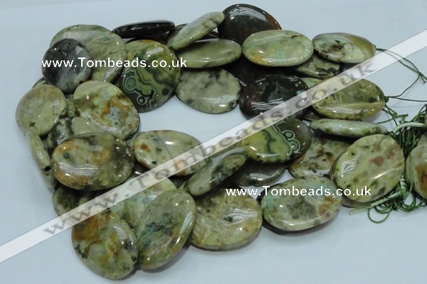COS07 15.5 inches 25*35mm oval ocean stone beads wholesale