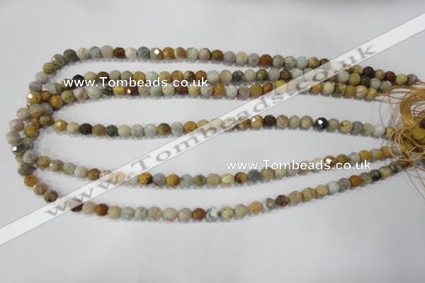 COS151 15.5 inches 6mm faceted round ocean stone beads wholesale