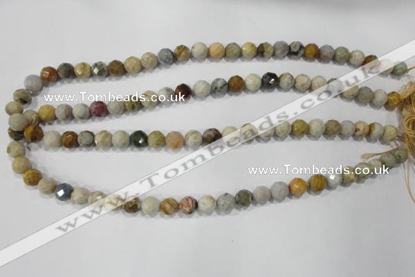 COS152 15.5 inches 8mm faceted round ocean stone beads wholesale