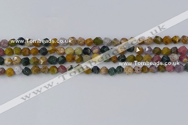 COS210 15.5 inches 6mm faceted nuggets ocean jasper beads