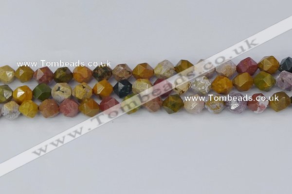 COS212 15.5 inches 10mm faceted nuggets ocean jasper beads