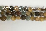 COS244 15.5 inches 12mm flat round ocean stone beads wholesale