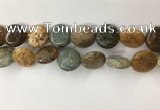 COS247 15.5 inches 18mm flat round ocean stone beads wholesale