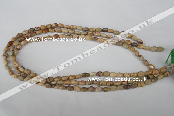 COV04 15.5 inches 6*8mm oval picture jasper beads wholesale