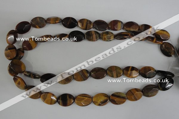 COV180 15.5 inches 13*18mm faceted oval yellow tiger eye beads wholesale
