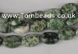 COV52 15.5 inches 8*12mm oval green spot gemstone beads wholesale