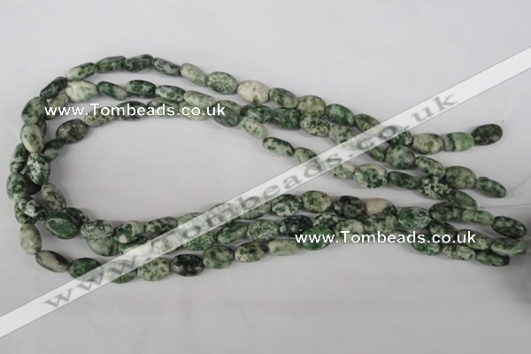 COV52 15.5 inches 8*12mm oval green spot gemstone beads wholesale