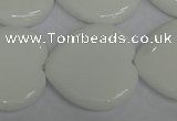 CPB108 15.5 inches 30*30mm heart white porcelain beads wholesale