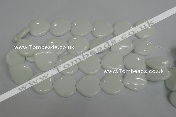 CPB108 15.5 inches 30*30mm heart white porcelain beads wholesale