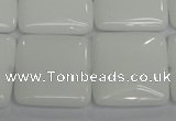 CPB116 15.5 inches 25*25mm square white porcelain beads wholesale