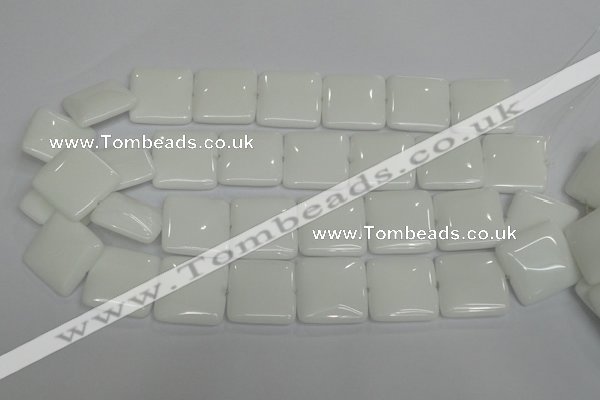 CPB116 15.5 inches 25*25mm square white porcelain beads wholesale