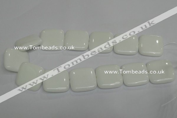 CPB117 15.5 inches 30*30mm square white porcelain beads wholesale