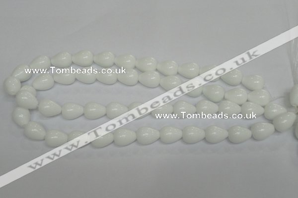 CPB22 15.5 inches 10*14mm teardrop white porcelain beads wholesale