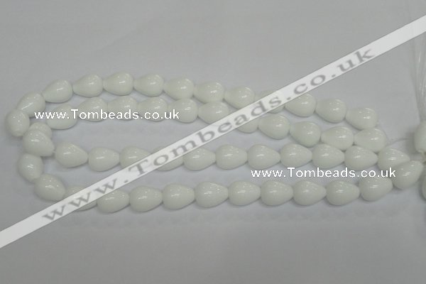CPB23 15.5 inches 12*16mm teardrop white porcelain beads wholesale