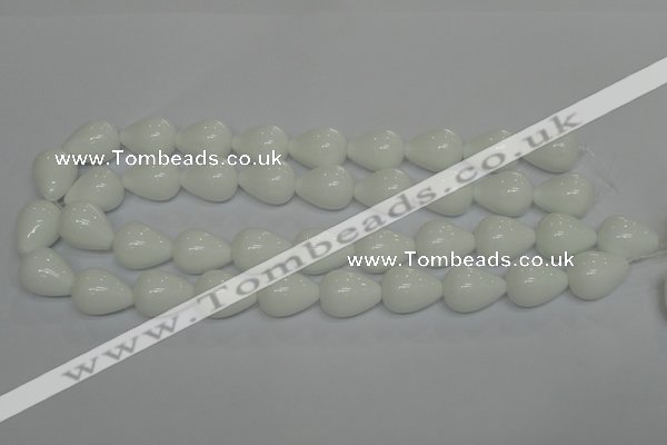 CPB25 15.5 inches 15*20mm teardrop white porcelain beads wholesale