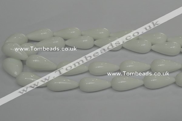 CPB27 15.5 inches 10*30mm teardrop white porcelain beads wholesale