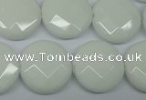 CPB304 15 inches 18mm faceted coin white porcelain beads