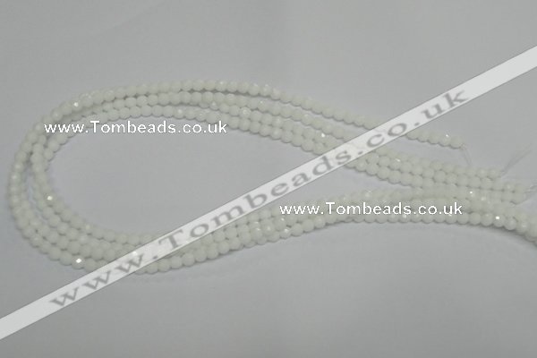 CPB31 15.5 inches 4mm faceted round white porcelain beads wholesale