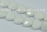 CPB310 15 inches 12*12mm faceted heart white porcelain beads