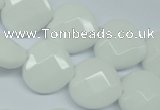 CPB312 15 inches 16*16mm faceted heart white porcelain beads