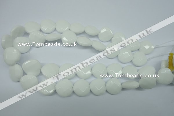 CPB313 15 inches 18*18mm faceted heart white porcelain beads