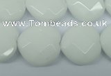 CPB314 15 inches 20*20mm faceted heart white porcelain beads