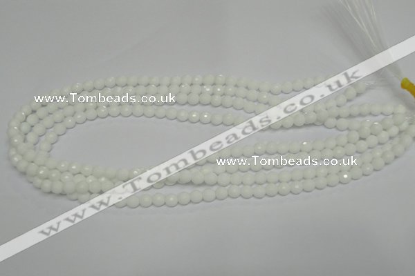 CPB32 15.5 inches 6mm faceted round white porcelain beads wholesale