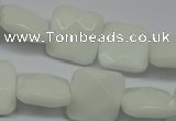 CPB322 15 inches 16*16mm faceted square white porcelain beads