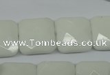 CPB323 15 inches 18*18mm faceted square white porcelain beads