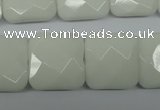 CPB324 15 inches 20*20mm faceted square white porcelain beads