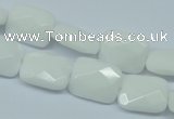 CPB328 15 inches 10*14mm faceted rectangle white porcelain beads