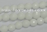 CPB33 15.5 inches 8mm faceted round white porcelain beads wholesale