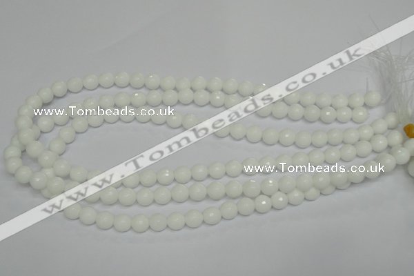 CPB33 15.5 inches 8mm faceted round white porcelain beads wholesale
