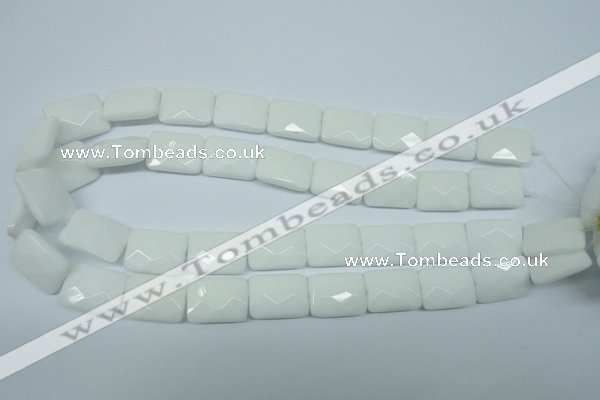 CPB331 15 inches 15*20mm faceted rectangle white porcelain beads