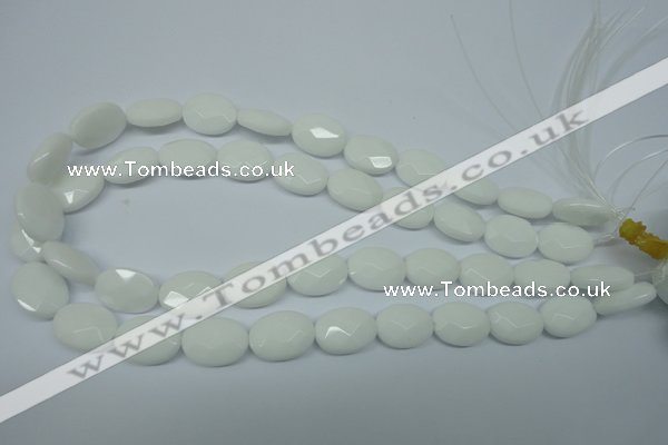 CPB338 15 inches 13*18mm faceted oval white porcelain beads