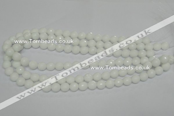 CPB34 15.5 inches 10mm faceted round white porcelain beads wholesale