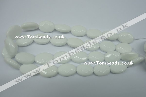 CPB340 15 inches 18*25mm faceted oval white porcelain beads