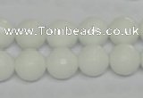 CPB35 15.5 inches 12mm faceted round white porcelain beads wholesale