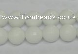 CPB35 15.5 inches 12mm faceted round white porcelain beads wholesale