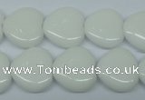 CPB350 15 inches 12*12mm heart white porcelain beads wholesale