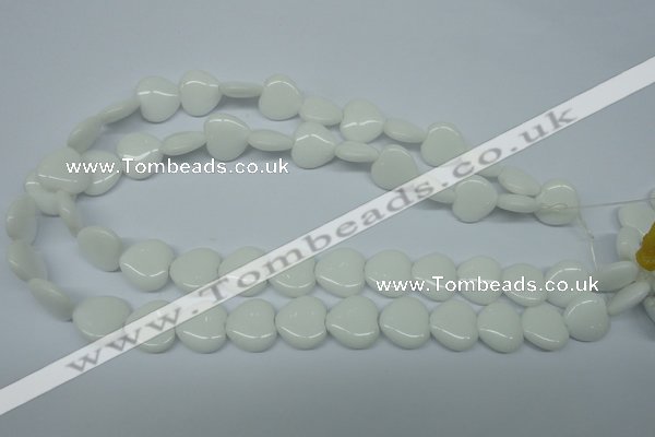 CPB350 15 inches 12*12mm heart white porcelain beads wholesale