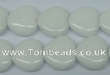 CPB352 15 inches 16*16mm heart white porcelain beads wholesale