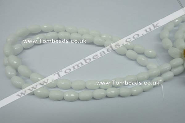 CPB355 15 inches 8*12mm faceted drum white porcelain beads wholesale