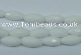 CPB357 15 inches 6*12mm faceted rice white porcelain beads wholesale