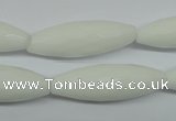 CPB359 15 inches 10*30mm faceted rice white porcelain beads wholesale