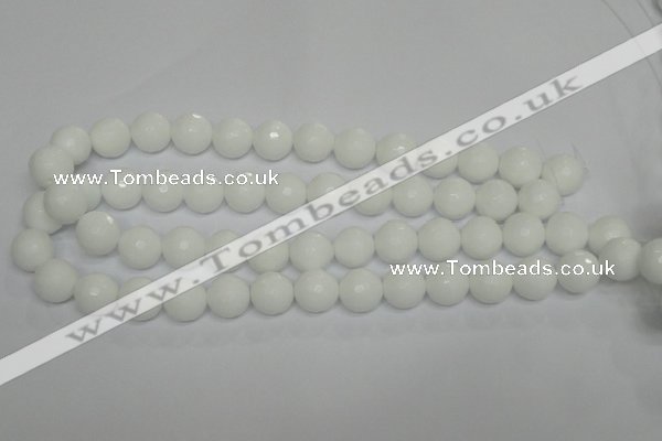 CPB36 15.5 inches 14mm faceted round white porcelain beads wholesale