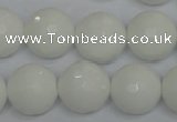 CPB37 15.5 inches 16mm faceted round white porcelain beads wholesale