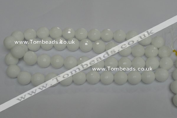 CPB37 15.5 inches 16mm faceted round white porcelain beads wholesale